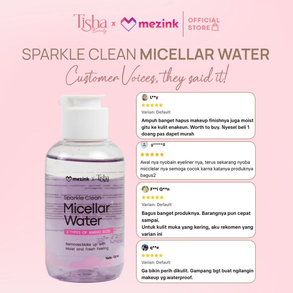 Tisha Beauty X Mezink Sparkle Clean Micellar Water - Gentle Makeup Remover 100ml
