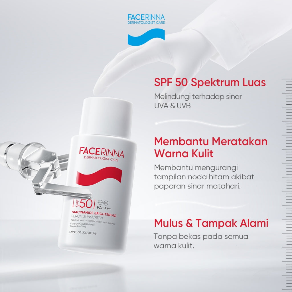 FACERINNA Dark Spot Brightening 4pcs/2pcs Skincare Set| Niacinamide TXA Evens Skin Brightening Deep Cleansing Proteksi UV Daily UV Defense Physical Sunscreen Menyerap Cepat Mencerahkan Fades Dark Spots Tone Up Cream Sunscreen Wajah Sunblock Kulit Berminya