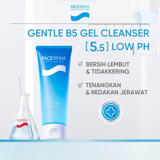 FACERINNA Low pH B5 Gentle Cleanser 70ml / 120ml | Skin Barrier Facial Wash Skincare Face Wash Sabun Cuci Muka Gentle untuk Kulit Sensitif Melembabkan & Memperbaiki Skin Barrier | Brightening Exfoliating Sabun Muka Pembersih Wajah Dengan Amino Acid