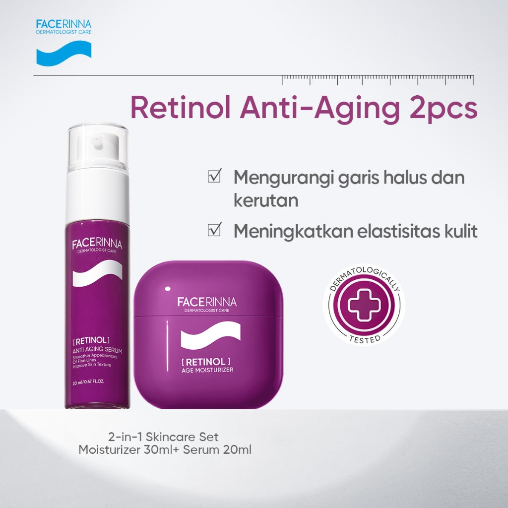 FACERINNA 2pcs Skincare Duo | Moisturizer + Serum | B5 Repair Salicylic Acid Acne Control Niacinamide Brightening Retinol Anti-Aging