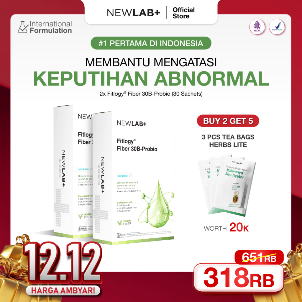 NEWLAB Fitlogy Fiber 30B-Probio | Minuman Probiotik | Fiber Drink untuk Diet | Kaya akan Probiotic 15 Sachet