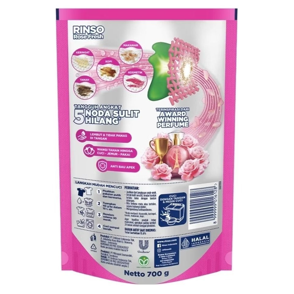 Rinso Anti Noda Molto Deterjen Cair + Pelembut Pakaian Refill 700 ml