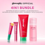 Glowsophy Bundle 4in1 Radiant Refresh Set Watermelon Low ph Cleanser +Watermelon Moist 100ml + Lip SPF + Bearberry Tinted Sunscreen - Melindungi dari sinar UVB dan UVA, Moisturizer, Pelembab Wajah Ringan Mencerahkan Kulit dan Meratakan Wa