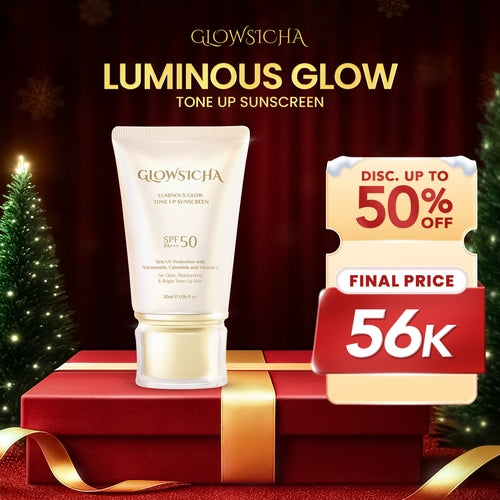 Glowsicha - Luminous Glow Tone Up Sunscreen SPF 50 PA+++ Sunscreen Ringan Dengan Niacinamide Tidak lengket dikulit SS Sunblock Mencerahkan Melindungi UV menjaga kelembapan kulit Hydrating Sunscreen Membantu Mencerahkan Wajah glowing