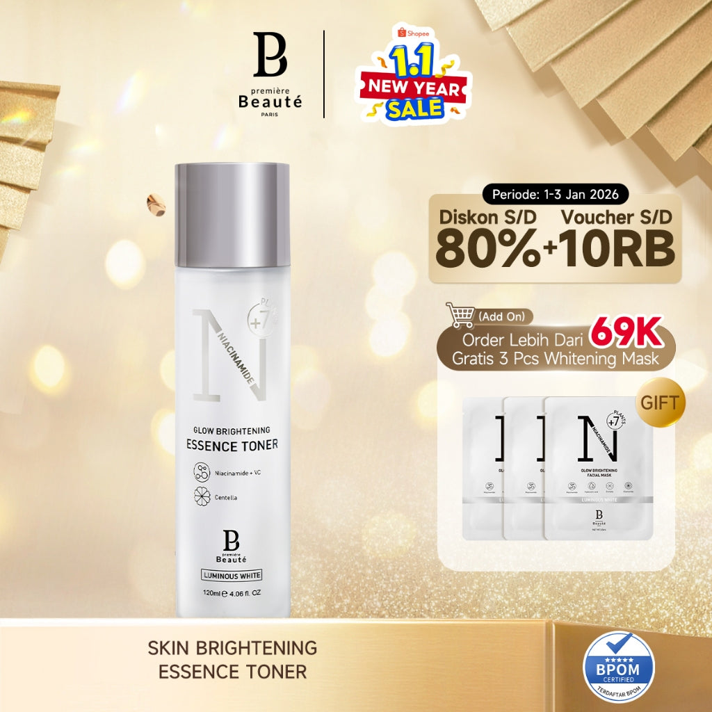 PREMIERE BEAUTE Essence Toner Niacinamide Centella White Glow Brightening 120ml glowing Hydrating Whitening Barrier Wajah Kulit Kusam, Noda Hitam, Bekas Jerawat, Eksfoliasi Brightening