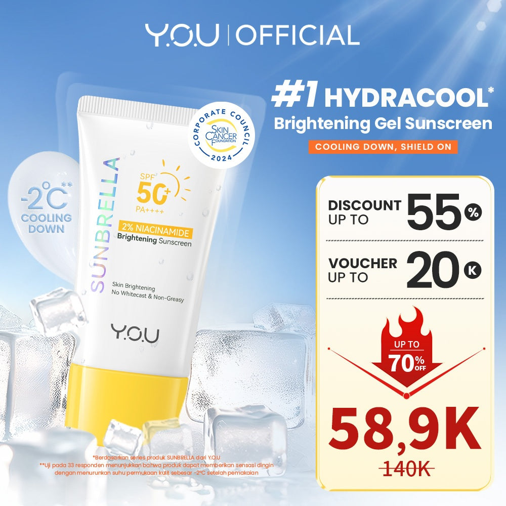 YOU Sunbrella 2% Niacinamide Brightening Sunscreen Cooling Sunscreen Sunscreen Sensasi Dingin Sunscreen SPF 50