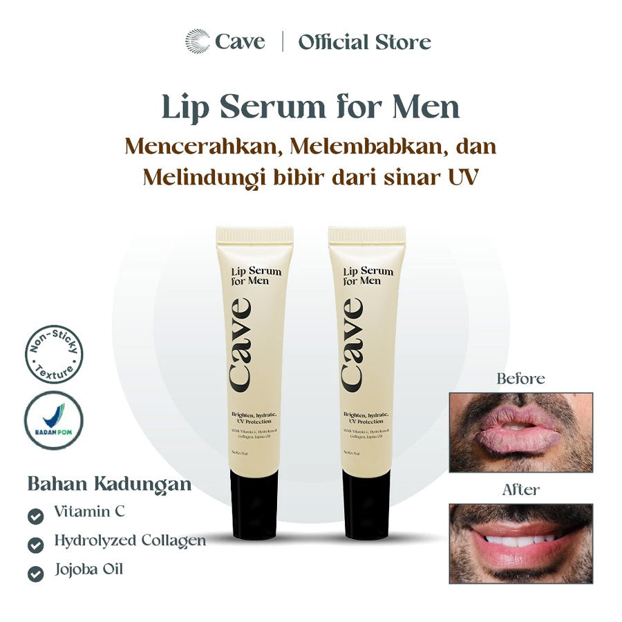 Cave Lip Serum For Men 7ml -  Perawatan Pelembab Bibir Pria Membantu Mencerahkan dan Melindungi dari Sinar UV Matahari