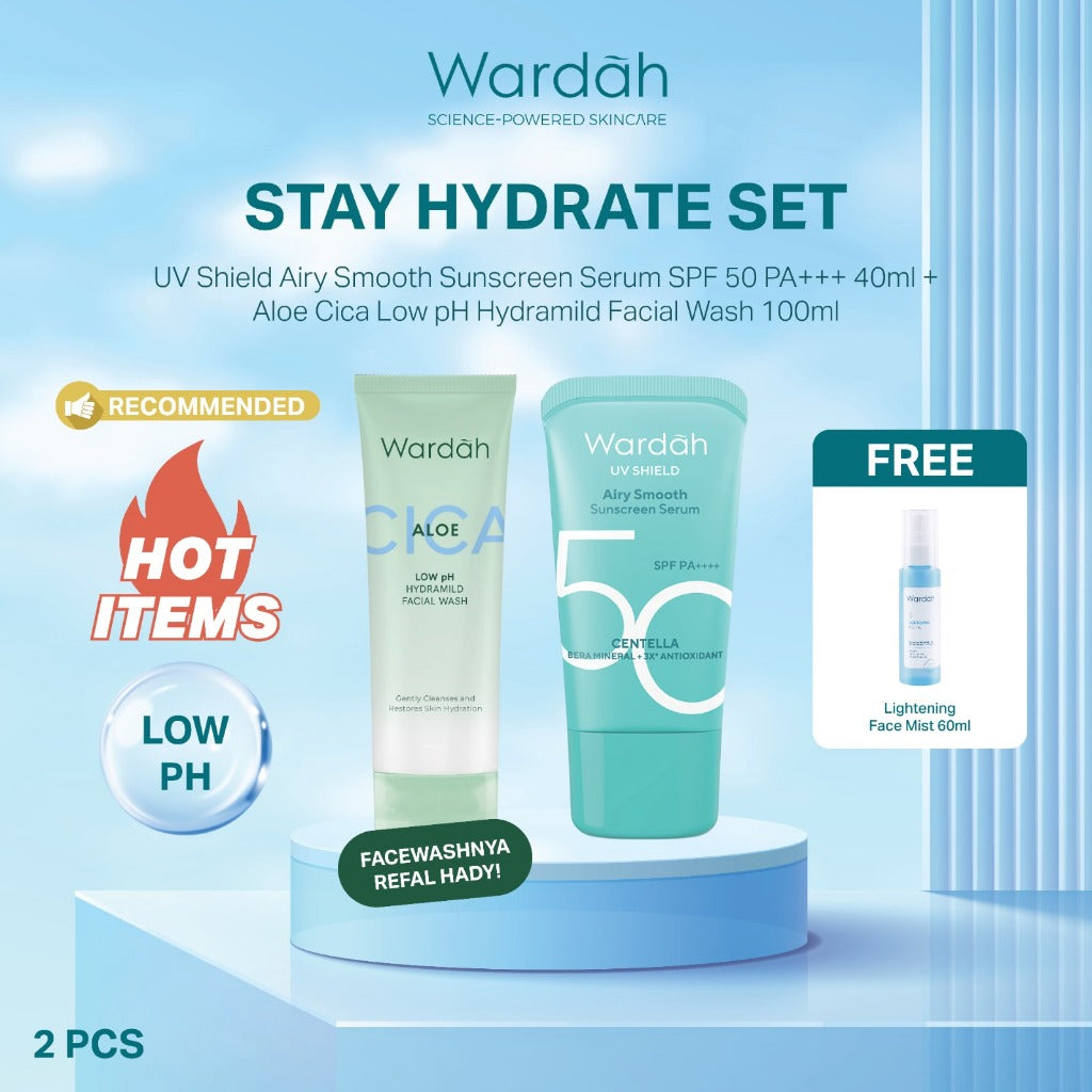 NEW WARDAH Paket Face Wash Gentle Low Ph Lightening Sunscreen UV Shield SPF 35 SPF 50 Sabun Cuci Muka Untuk Semua Jenis Kulit Tanpa Rasa Ketarik Menghidrasi dan Menenangkan Kulit Sunscreen UV Shield Skincare Routine Perawatan Kulit - Skincare
