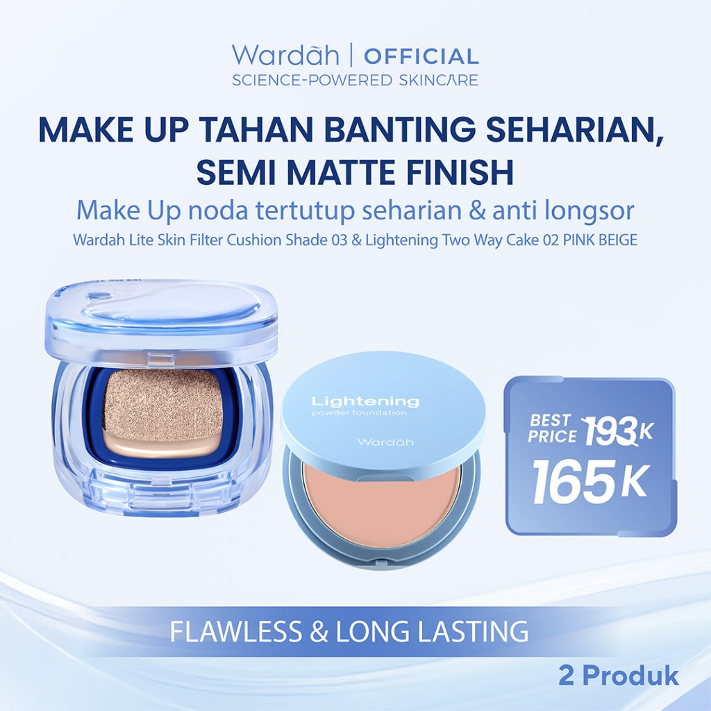 [BUNDLE] WARDAH Lightening Powder Foundation Light Feel 12 g & Refill - Two Way Cake - TWC - Refill TWC - Bedak Padat Tahan Lama - Makeup
