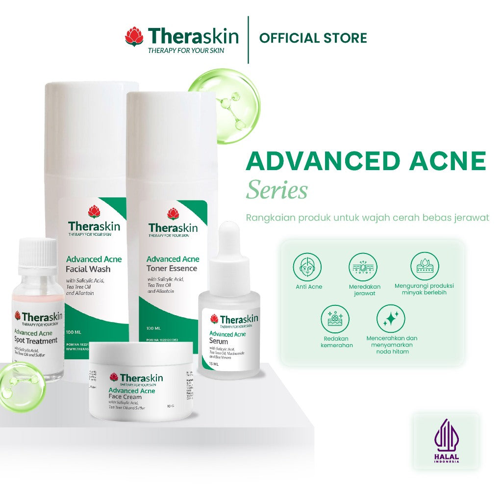 Theraskin BPOM Advanced Acne Series - Paket Perawatan Jerawat 5pcs dengan BHA dan Niacinamide