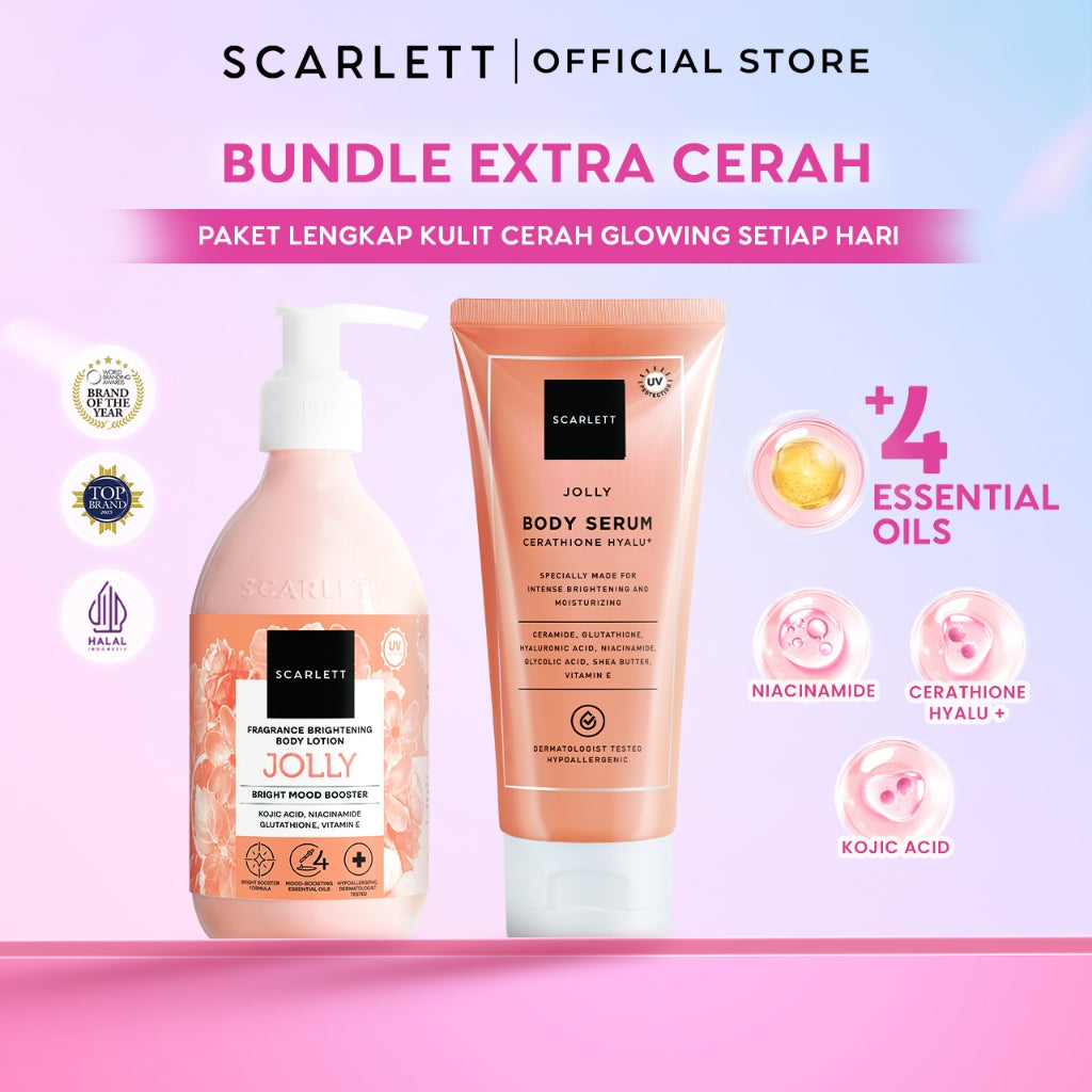 Scarlett Whitening Bundle Extra Cerah - Fragrance Brightening Body Lotion Bright Mood Booster