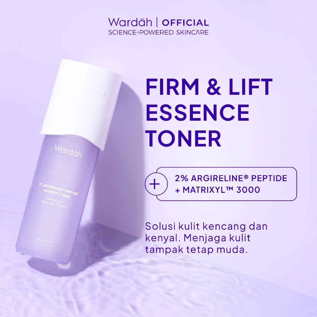 NEW! Wardah 2% Argireline Peptide MatrixylTM 3000 Firm & Lift Essence Toner 100 ml - Mencegah Penuaan Dini, Mengencangkan Kulit, Mengurangi Smile Line, dan Meningkatkan Elastisitas Kulit - Untuk Semua Jenis Kulit - Skincare