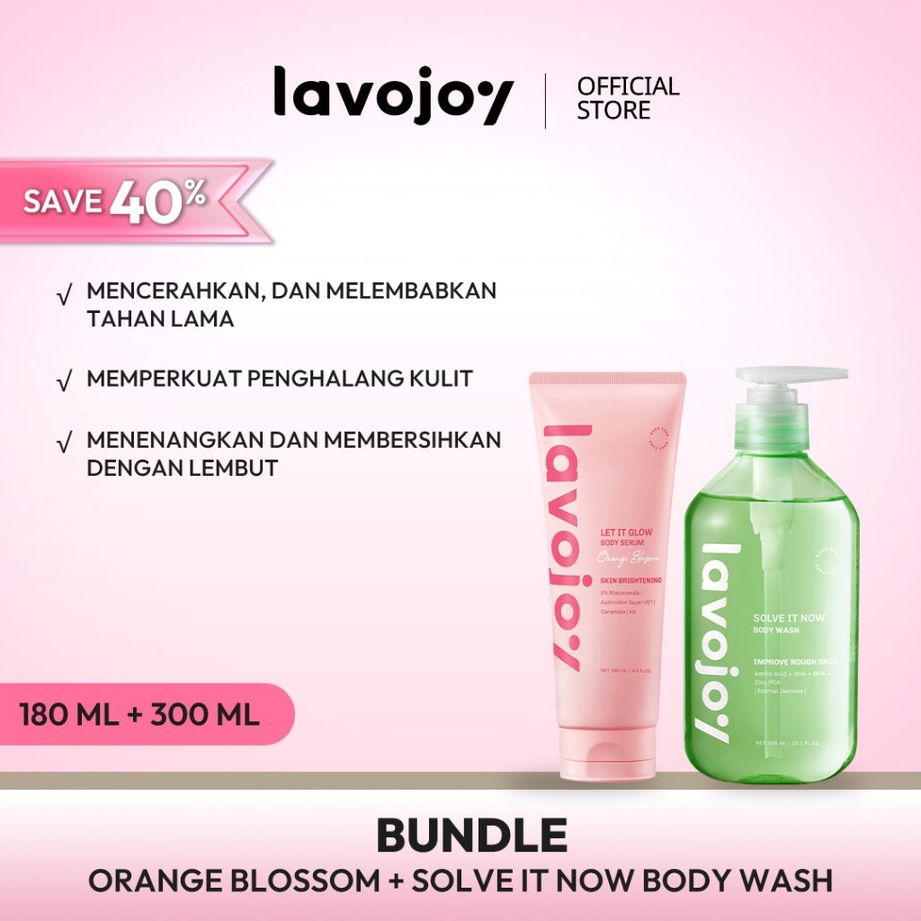 Lavojoy 2in1 Bundle Body Wash All Variants 300ml + Body Serum All Variants180ml | Sabun Mandi Cair Untuk Mencerahkan Dan Melembabkan Kulit | Body Serum Untuk Mencerahkan Dan Melembabkan Kulit