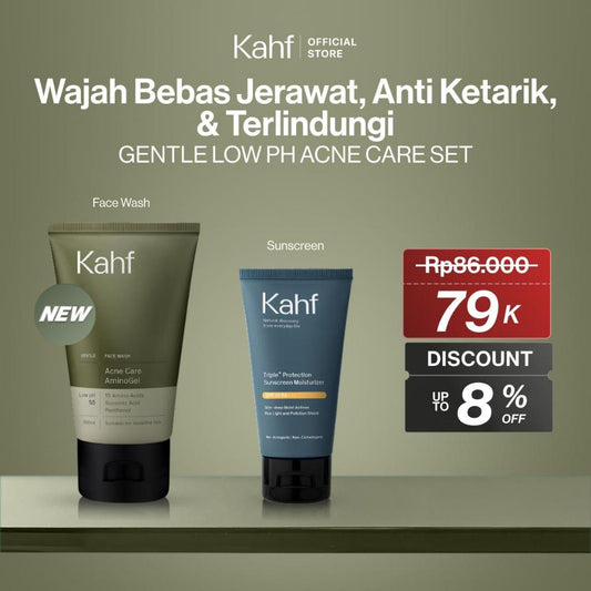 [KAHF BUNDLE 2IN1 PAKET PERAWATAN WAJAH : BEBAS JERAWAT & TERLINDUNGI UV] Paket Face Care Expert Complete Kit (Face Wash + Sunscreen Moisturizer) - Suitable for Daily Use