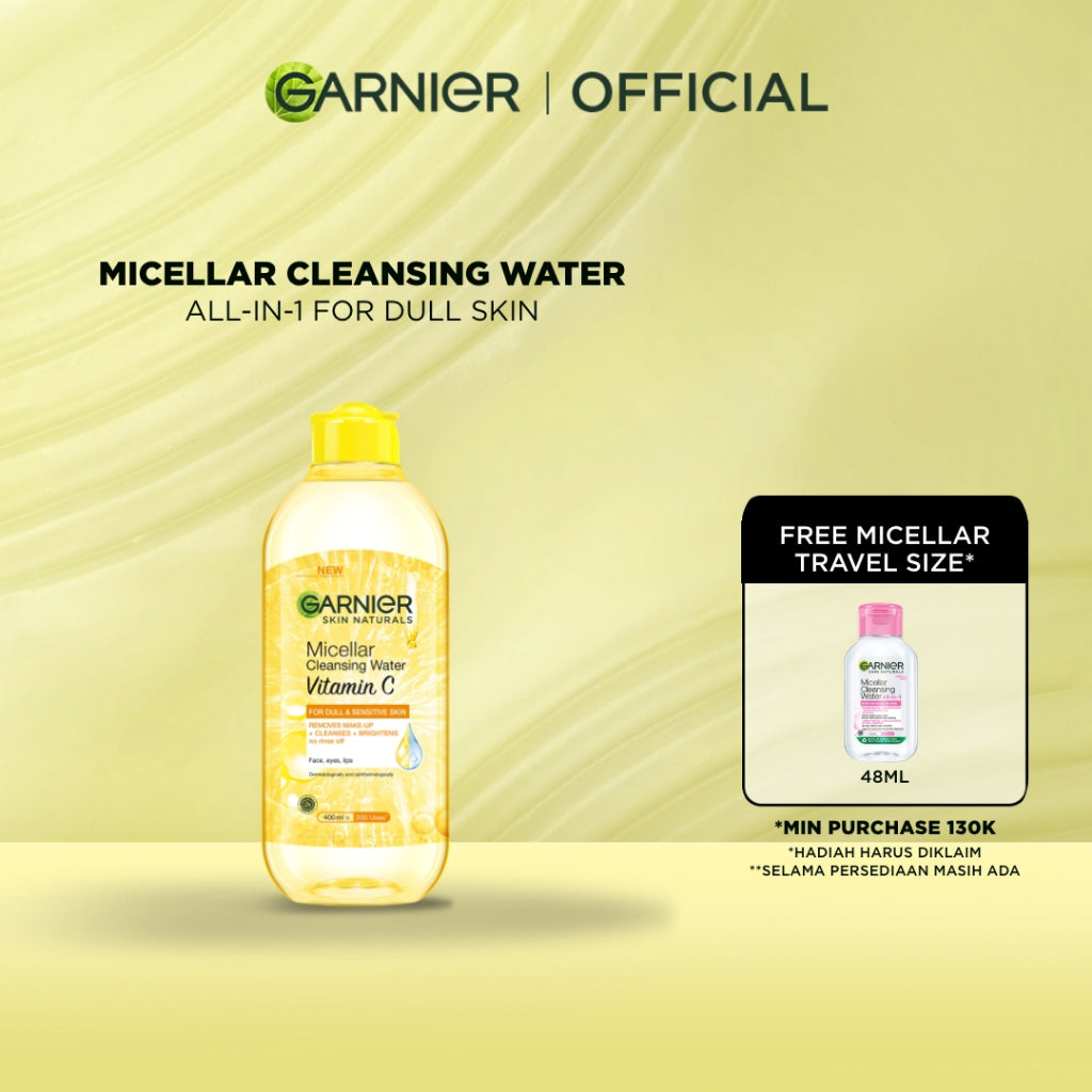 GARNIER Micellar Water Vitamin C Skin Care 125ml 400ml Skincare Cleansing - Pembersih Wajah & Make up untuk Kulit Kusam Micellar Cleansing Water