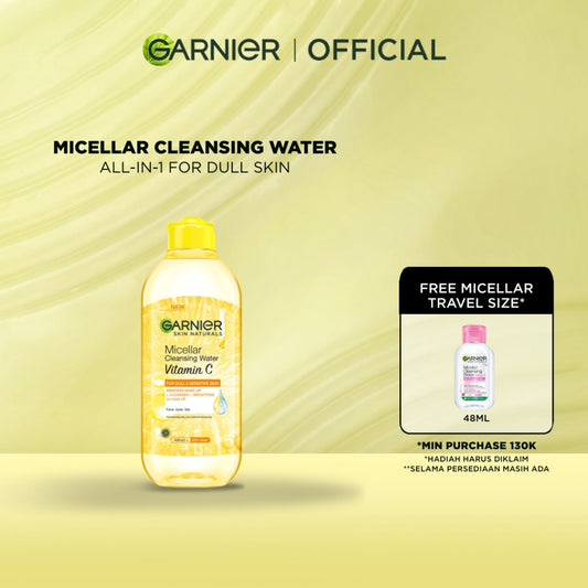 GARNIER Micellar Water Vitamin C Skin Care 125ml 400ml Skincare Cleansing - Pembersih Wajah & Make up untuk Kulit Kusam Micellar Cleansing Water