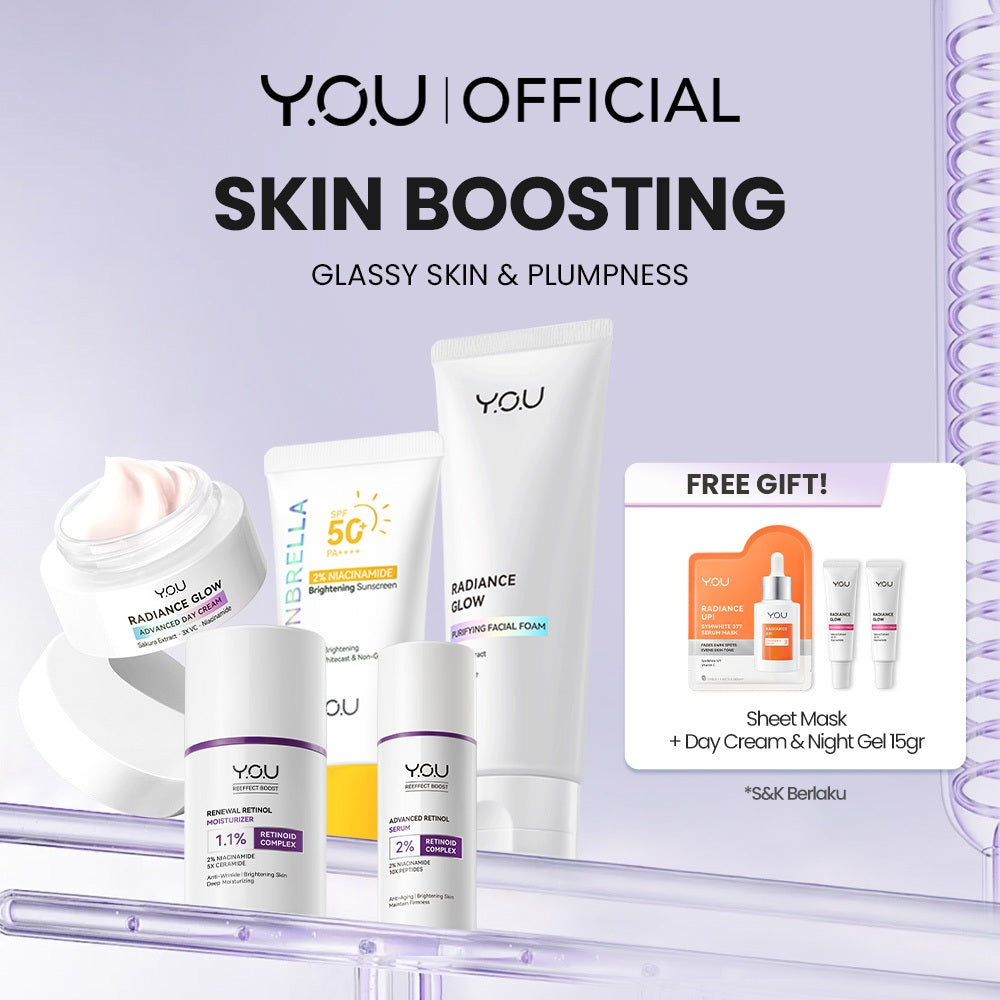 YOU 5in1 Paket Skincare Set 5pcs Radiance Glow, Radiance Up, Acneplus, Peeling Serum, Retinol,  Sunbrella
