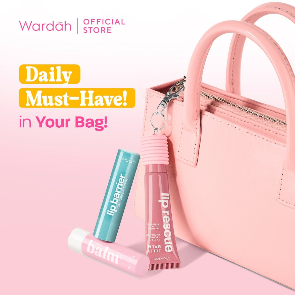 [LIMITED EDITION: 99K GET 4!] WARDAH Paket Lip Care - Hydrabalm Lip Care Peach Blossom, Lip Barrier Sunscreen SPF 30 PA+++, Lip Rescue Jelly Balm Dusty Rose FREE Rubber Keychain + BOX - Bundle Hadiah - Bundle Gifting - Bundle Self Care - Makeup