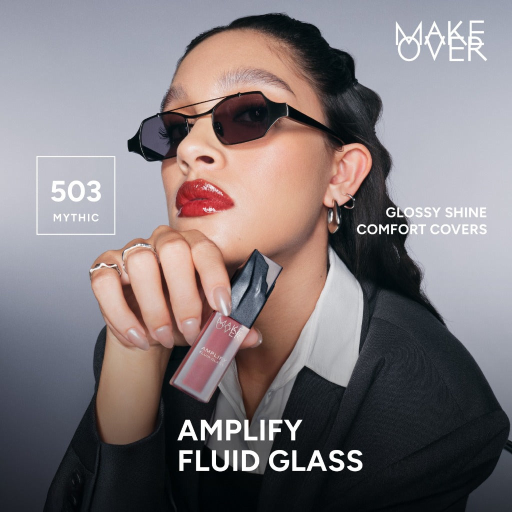 [SPECIAL 11.11] NEW! MAKE OVER Amplify Fluid Glass Lip Gloss - Peptide Plump Technology Hydrating Glossy Shine Non Sticky Buildable Color Lip Balm Comfort Moisturizing Plump Lips