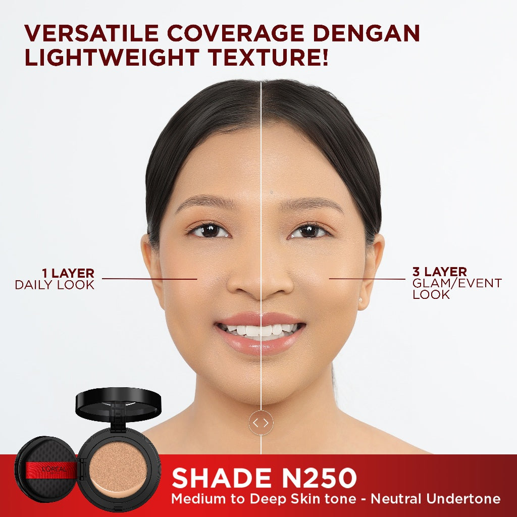 [BARU!] L'Oreal Paris Infaillible Cushion Foundation 24H - flawless coverage,  Cushion dengan hasil yang nyaman tersedia dalam 10 shades cocok untuk kulit indonesia.