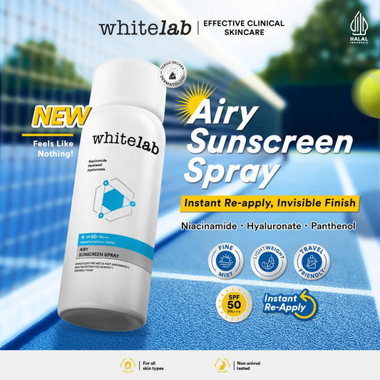 Whitelab Sunscreen Spray SPF 50 PA+++- Ultralight - Sunblock Ringan Anti Komedo Jerawat Pelindung Sinar Matahari UV A UV B Blue Light dengan Niacinamide, Tidak Lengket, Whitecast & Pilling [BPOM]