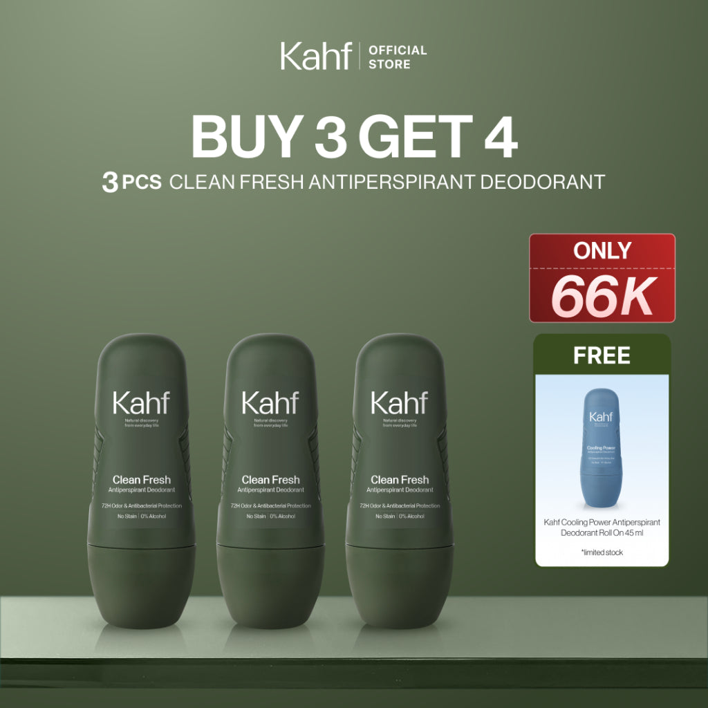 [SPECIAL 11.11 : B3G4 - KAHF BUNDLE 3IN1 PAKET DEODORANT] Triple Pack Kahf Deodorant Roll On Antiperspirant 45 ml - 3 pcs Deodoran Pria - Deo Anti Iritasi, Anti Bau, Fresh, Bebas Keringat, Wangi - Suitable for Daily Use