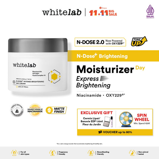 Whitelab Day Cream Brightening  - Pelembap Krim Pagi Pencerah Wajah Untuk Kulit Oily N-Dose+ 2.0