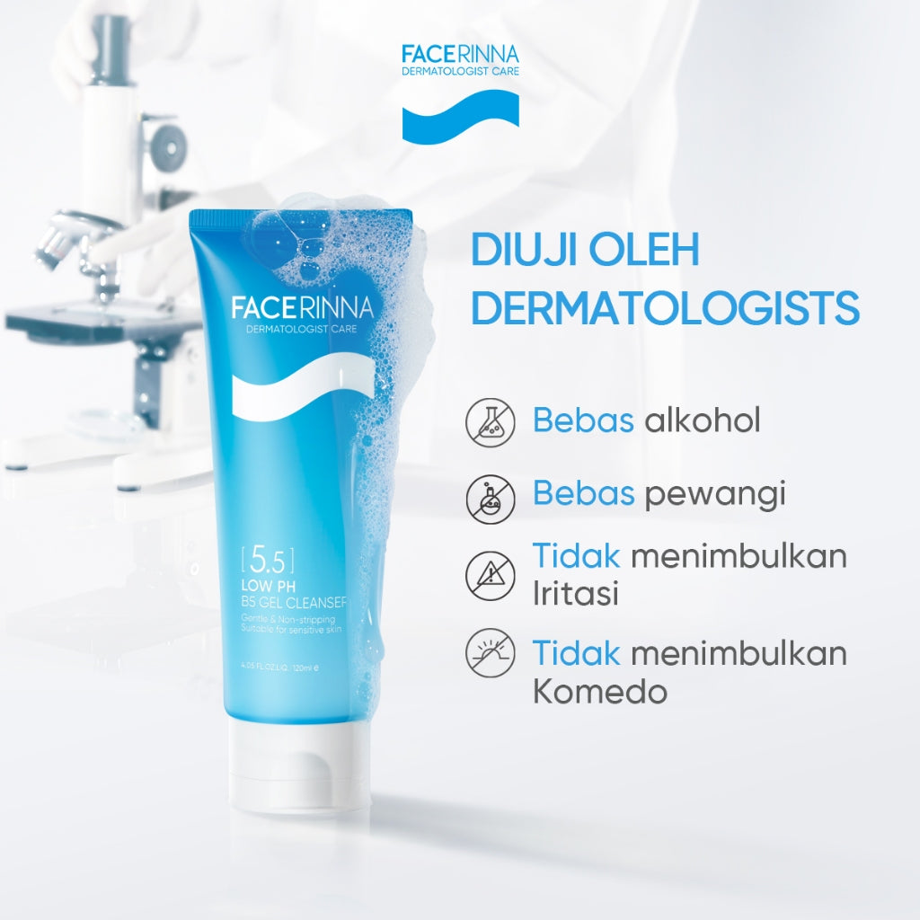 FACERINNA Low pH B5 Gentle Cleanser 70ml / 120ml | Skin Barrier Facial Wash Skincare Face Wash Sabun Cuci Muka Gentle untuk Kulit Sensitif Melembabkan & Memperbaiki Skin Barrier | Brightening Exfoliating Sabun Muka Pembersih Wajah Dengan Amino Acid