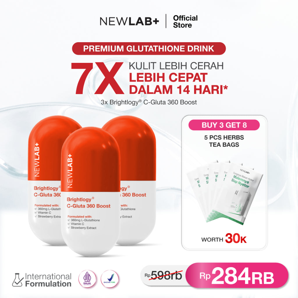NEWLAB Brightlogy C-Gluta 360 Boost || Minuman Glutathione untuk Pemutih Badan || Glutathione Kapsul || Glutathione Whitening 50gr