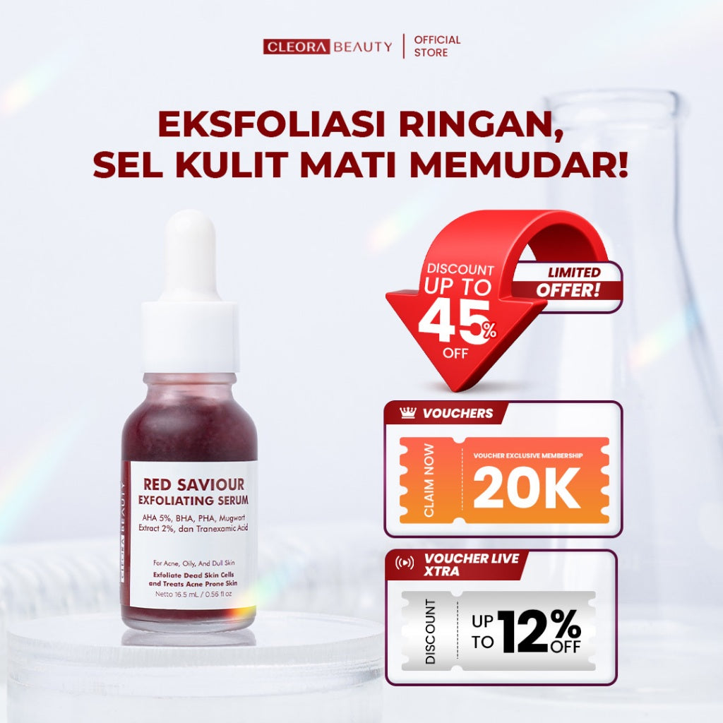 [HOT SALE] Cleora Beauty Peeling Solution Serum - Red Saviour AHA BHA PHA Eksfoliasi Wajah Berminyak Kusam Mencerahkan Skincare Acne Dan Komedo Dark Spot Brightening Mengangkat Sel Kulit Mati Scincare Mugwort Exfoliasi Perawatan Kulit Pria dan Wanita BPOM