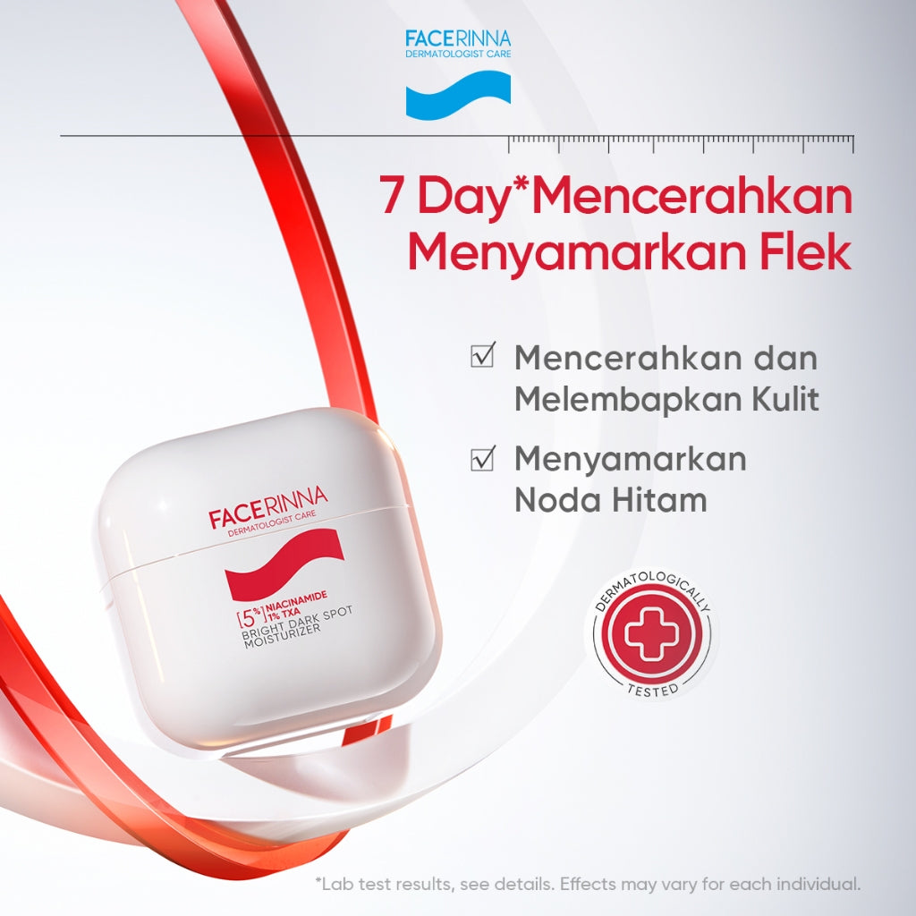 FACERINNA 5% Niacinamide 1% TXA Bright Dark Spot Moisturizer 30g | Brightening Cream Pencerah Wajah Krim Malam Samarkan Flek Hitam & Bekas Jerawat Menghaluskan Tekstur Kulit Skincare BPOM Pencerah Wajah Day Cream Night Cream & Berminyak