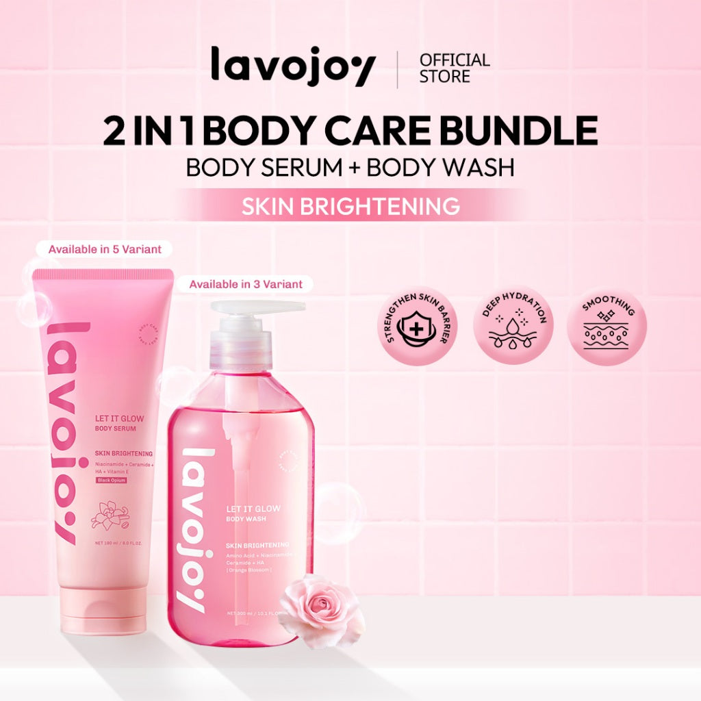 Lavojoy 2in1 Bundle Body Wash All Variants 300ml + Body Serum All Variants180ml | Sabun Mandi Cair Untuk Mencerahkan Dan Melembabkan Kulit | Body Serum Untuk Mencerahkan Dan Melembabkan Kulit