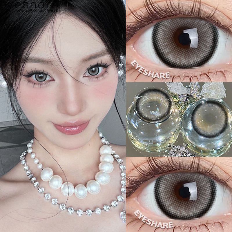 Eyeshare Softlens Minus(0.00~-10.00) 14.5mm Gray Brown Minus Softlen Diamond Big Eyes