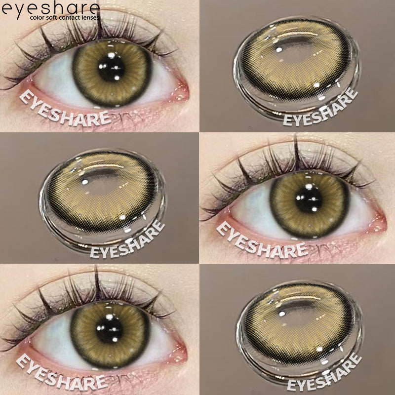 Eyeshare Softlens Minus(0.00~-10.00) 14.5mm Gray Brown Minus Softlen Diamond Big Eyes
