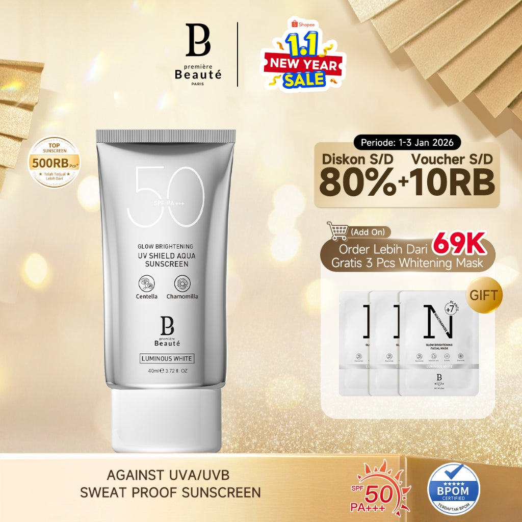 PREMIERE BEAUTE Sunscreen SPF 50 PA+++ 40ml wajah UV Shield Sun protect sun block Suncreen whitening Oil Control Hydrating & Revitalizing Oily skin