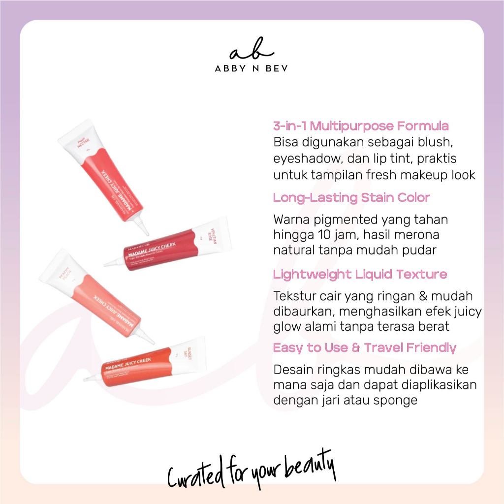 AB - Madame Gie Juicy Cheek [10gr]/ Make Up Blush On Cream 3 in 1 Wajah