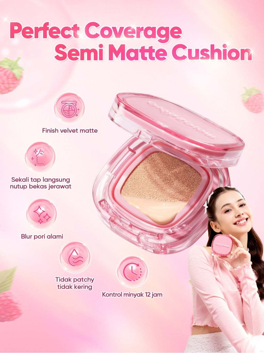 Glad2Glow Perfect Cover Cushion Foundation Waterproof Make Up Setting Concealer BB Cream Tahan Lama Hingga 12 Jam Hasil Akhir Glowing Dan Menyatu Dengan Warna Kulit Tekstur Ringan Di Wajah Full Coverage Velvet To Matte g2glow official store