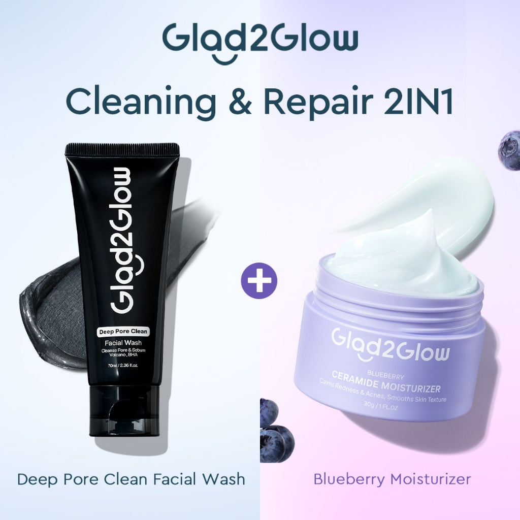 [NEW]Glad2glow Cleansing and Care Super Combo Volcanic Ash+BHA Deep Pore Clean Facial Cleanser Mencegah Komedo Face Wash Anti Jerawat Mengontrol Minyak Mencerahkan Kulit Mengecilkan Pori-Pori Pembersihan Mendalam g2glow official store