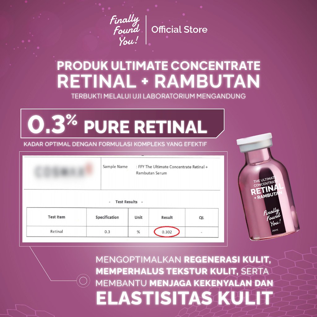 The Ultimate Concentrate Retinal + Rambutan 20mL | Smoothing & Acne Care Serum untuk menghaluskan tekstur kulit dan mengurangi jerawat