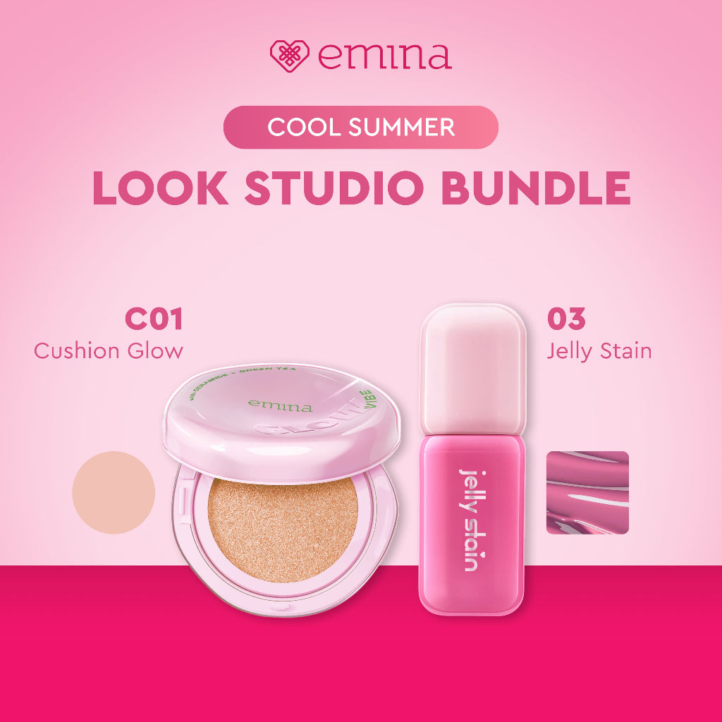 [LOOK STUDIO SPECIAL PACKAGE] Emina Paket Glow & Matte 3in1 Skincare Cushion SPF 50 PA++++ 13 G + Jelly Stain | Flawless Lightweight Make Up Foundation Glowing Skin, Liptint Korea, Korean Make Up Look, Transferproof, Tahan Lama, Cocok Semua Jenis Kulit