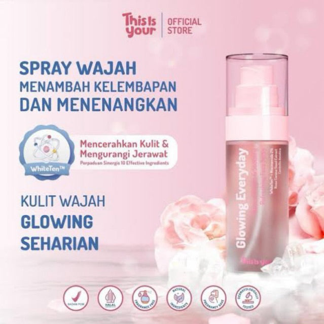 THIS IS YOUR - Glowing Everyday Shooting Refreshing Face Spray 75ml | Mengandung 2% Niacinamide, Rosa Canina, Centella Asiatica | Membantu Mencerahkan Wajah Cocok Untuk Kulit Kering, Berjerawat, dan Kusam