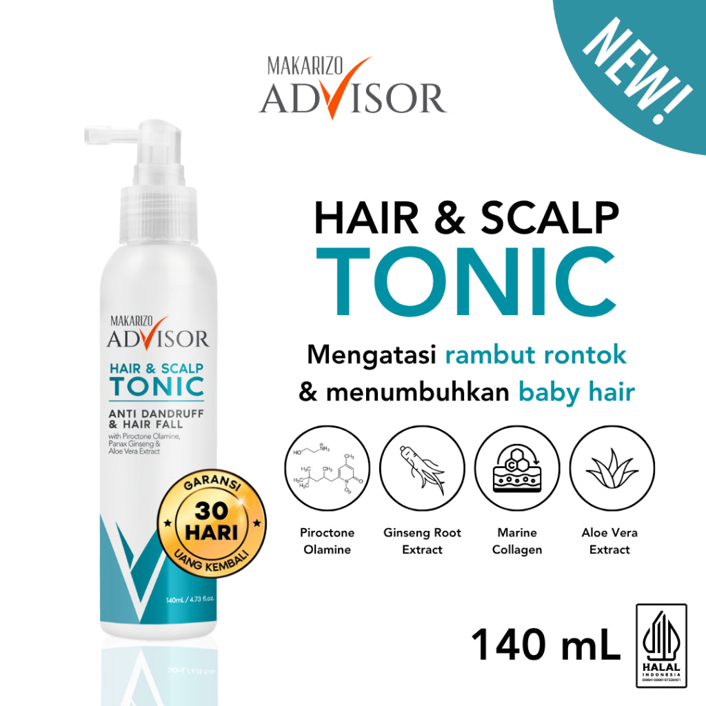 Makarizo Advisor Hair & Scalp Tonic 140 mL & 145mL - 2 in 1 Untuk Rambut Rontok dan Ketombe