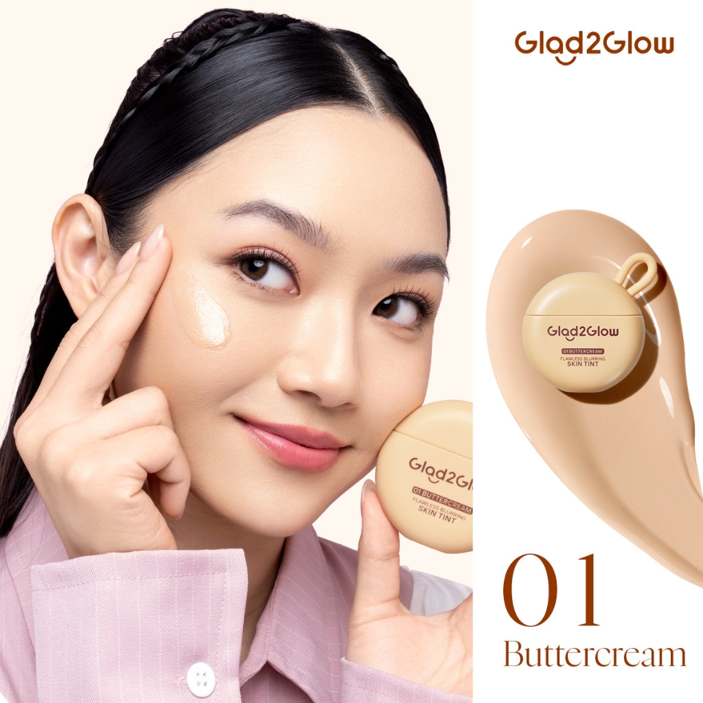 [NEW LAUNCH] Glad2Glow FLAWLESS BLURRING SKIN TINT 30G Concealer Foundation Bedak padat Make up Lightweight Coverage Long-lasting 12-Hour Soft-Focus Flawless Skin oil-control  Bio-Mimetic Film Technology Squalane Care g2glow official store