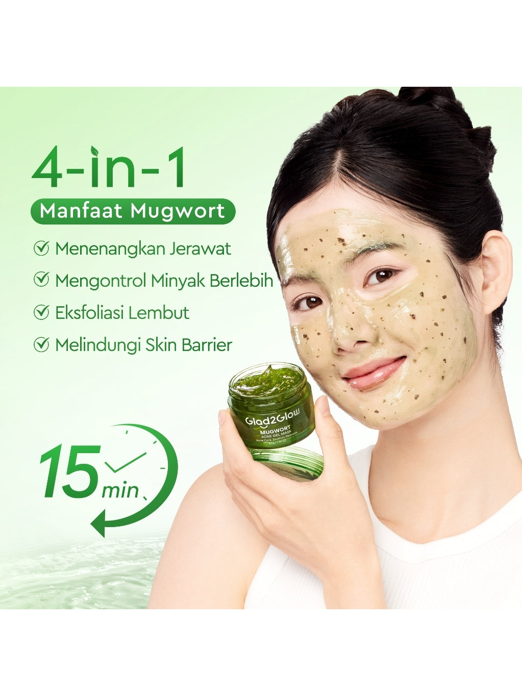 [Cocok Untuk Pemula] Glad2Glow Acne&Cerah Set Glowing  Bundle 4in1-Brightening Moisturizer+Cleanser+Mugwort acne gel mask+10%Niacinamide skincare paket pembersih perawatan kulit mencerahkan warna kulit pelembab wajah all in 1g2glow official store