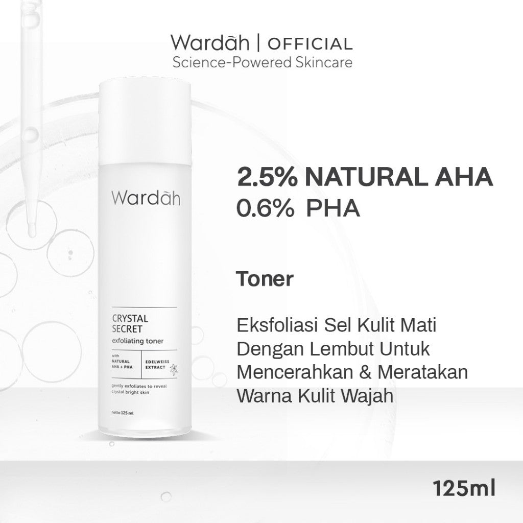 [Wardah Excluisve Member] Wardah Crystal Secret Series Lengkap - Micellar Cleansing Gel, Cleanser, Exfoliating Toner, Pure Treatment Essence, Serum, Dark Spot Corrector, Day & Night Moisturizer, Refreshing Day Gel, Radiance Serum Mask  - Skincare
