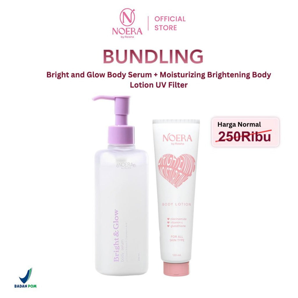Noera Bundling Bright & Glow Body Serum + Moisturizing Brightening Body Lotion With UV Filter