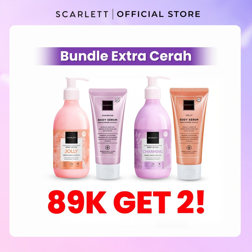 Scarlett Whitening Bundle Extra Cerah - Fragrance Brightening Body Lotion Bright Mood Booster