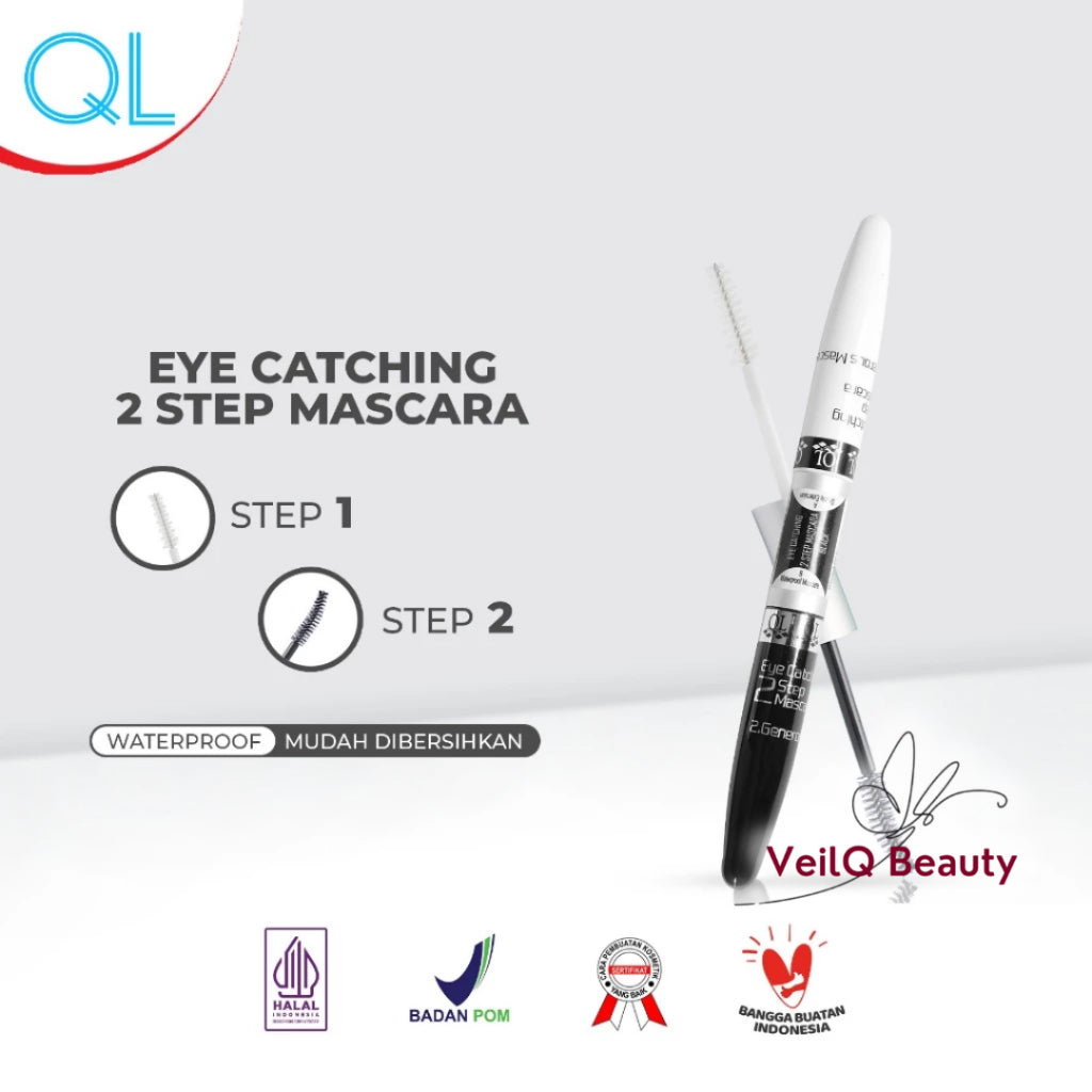 QL Eye Mascara Dramatic Eyeliner Eyebrow Waterproof Pencil Curling 2 Steps