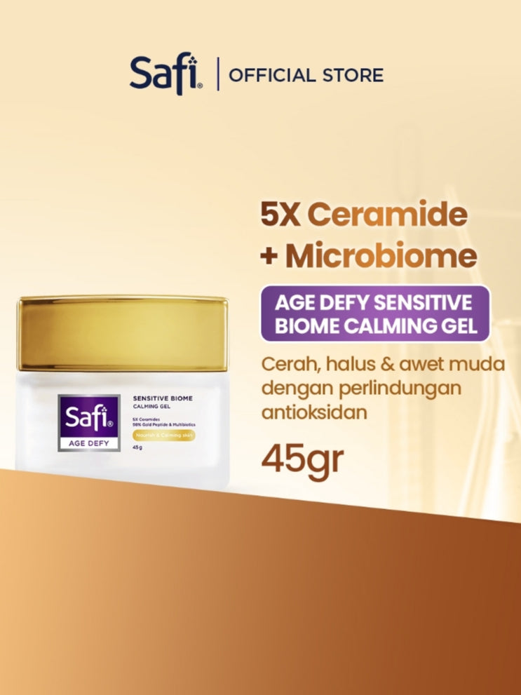Safi Age Defy Sensitive Biome Calming Gel 45gr - Pelembap Wajah Sensitif Hypoallergenic, Menenangkan & Melembapkan Kulit
