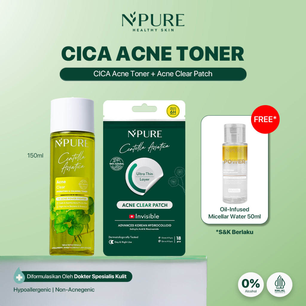 BUY MORE GET MORE - NPURE Paket Face Wash + Toner  Cica 150ml (Cica / Acne Series)